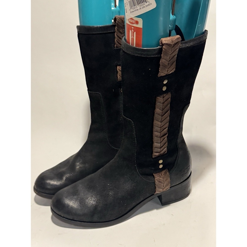 Ugg Suede Leather Mid-calf Boots, Zips at inside, distressed, Size: 7.5, GUC!